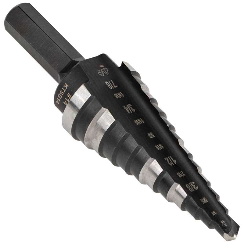 12 Step Drill Bit, 3/16" to 7/8", Double Fluted